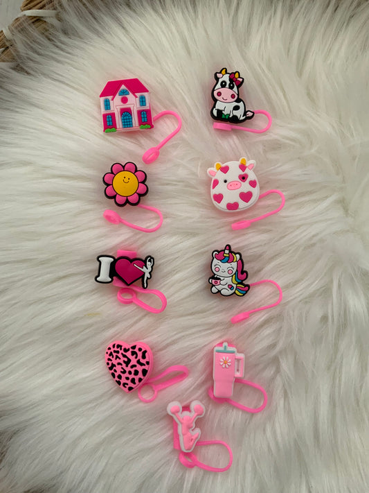 Straw Toppers Pink